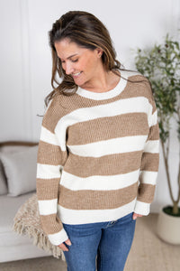 Tan and Ivory Stripe Sweater