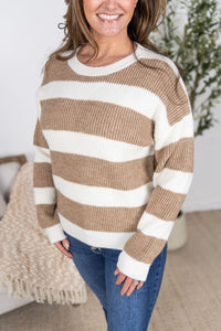 Tan and Ivory Stripe Sweater