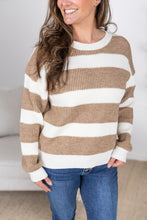 Load image into Gallery viewer, Tan and Ivory Stripe Sweater