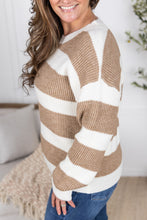 Load image into Gallery viewer, Tan and Ivory Stripe Sweater