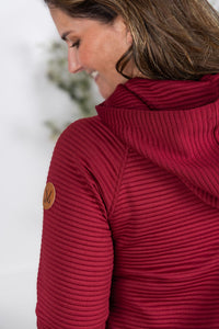 Tatum Textured Pullover Hoodie - Burgundy