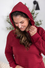 Load image into Gallery viewer, Tatum Textured Pullover Hoodie - Burgundy