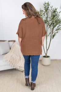 Annie Open Knit Top - Brown