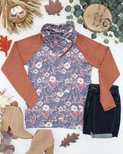 Load image into Gallery viewer, Classic Zoey ZipCowl Sweatshirt - Blushwood Floral and Terra Cotta