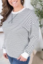 Load image into Gallery viewer, Lola Striped Thermal Top - White