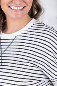 Lola Striped Thermal Top - White