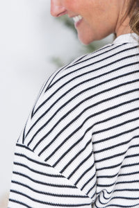 Lola Striped Thermal Top - White
