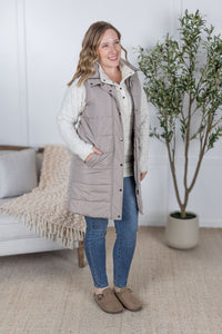 Harlow Long Vest - Latte