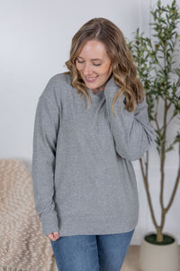 Corrine Ribbed Pullover Top - Light Grey