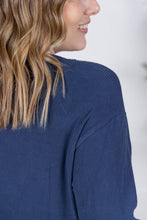 Load image into Gallery viewer, Corrine Ribbed Pullover Top - Navy