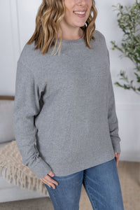 Corrine Ribbed Pullover Top - Light Grey