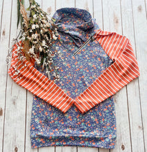 Load image into Gallery viewer, Classic Zoey ZipCowl Sweatshirt - Periwinkle Pattern Mix