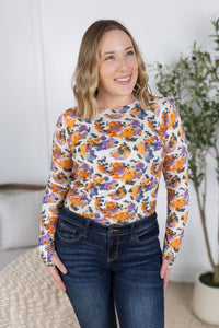 Blair Long Sleeve Top - Autumn Purple Abstract