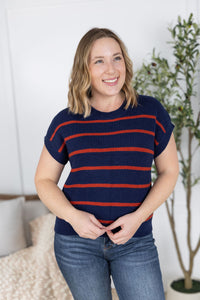 Striped Sweater Top - Navy