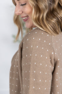 Dalilah Dot Cardigan - Tan