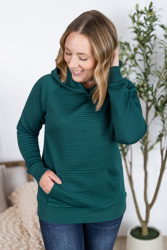 Tatum Textured Pullover Hoodie - Hunter Green