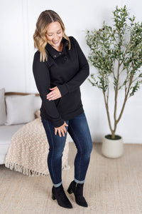 Whitley Waffle Snap Pullover - Black