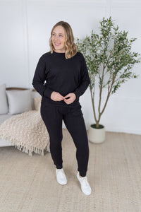 Corrine Ribbed Pullover Top - Black