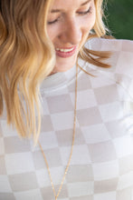 Load image into Gallery viewer, Blair Long Sleeve Top - Neutral Checkers