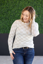 Load image into Gallery viewer, Blair Long Sleeve Top - Neutral Checkers