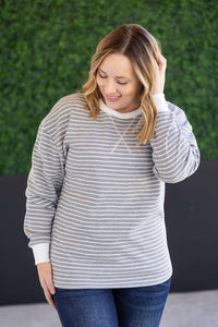 Lola Striped Thermal Top - Grey
