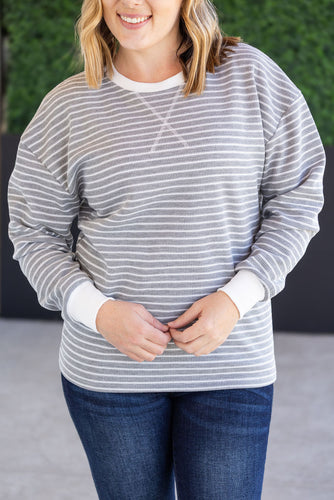 Lola Striped Thermal Top - Grey