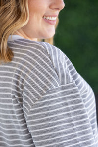 Lola Striped Thermal Top - Grey