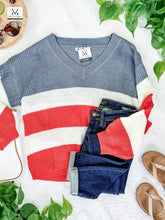 Load image into Gallery viewer, USA Colorblock Stripes Sweater