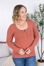Load image into Gallery viewer, Striped Henley Long Sleeve - Terra Cotta