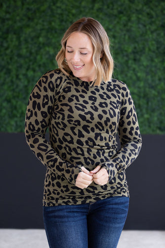 Blair Long Sleeve Top - Olive Animal Print
