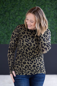 Blair Long Sleeve Top - Olive Animal Print