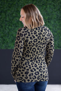 Blair Long Sleeve Top - Olive Animal Print