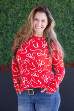 Load image into Gallery viewer, Blair Long Sleeve Top - Red and White Ribbons