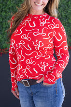 Load image into Gallery viewer, Blair Long Sleeve Top - Red and White Ribbons