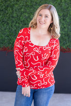 Load image into Gallery viewer, Alyssa Long Sleeve Top - Red and White Ribbons