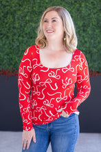 Load image into Gallery viewer, Alyssa Long Sleeve Top - Red and White Ribbons