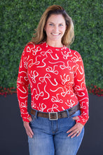 Load image into Gallery viewer, Blair Long Sleeve Top - Red and White Ribbons