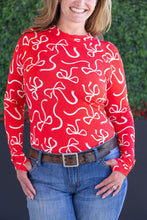 Load image into Gallery viewer, Blair Long Sleeve Top - Red and White Ribbons
