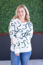 Load image into Gallery viewer, Ribbons Sweater - Ivory and Hunter Green