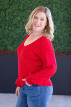Load image into Gallery viewer, Bethany Bow Knit Sweater - Red