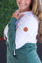 Load image into Gallery viewer, Hailey Pullover Hoodie - Mint and Red Plaid and Evergreen