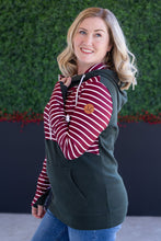 Load image into Gallery viewer, Soft Classic HalfZip Hoodie - Evergreen and Burgundy Stripes