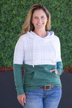 Load image into Gallery viewer, Hailey Pullover Hoodie - Mint and Red Plaid and Evergreen