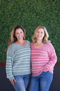 Cozy Striped Sweater - Green