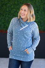 Load image into Gallery viewer, Zoey ZipCowl Sweatshirt - Teal Dots and Stripes