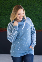 Load image into Gallery viewer, Zoey ZipCowl Sweatshirt - Teal Dots and Stripes