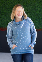 Load image into Gallery viewer, Zoey ZipCowl Sweatshirt - Teal Dots and Stripes