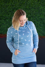 Load image into Gallery viewer, Hailey Pullover Hoodie - Teal Ribbons and Stripes