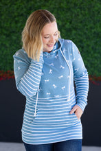 Load image into Gallery viewer, Hailey Pullover Hoodie - Teal Ribbons and Stripes