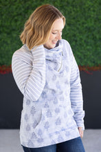 Load image into Gallery viewer, Classic Zoey ZipCowl Sweatshirt - Grey Trees and Stripes
